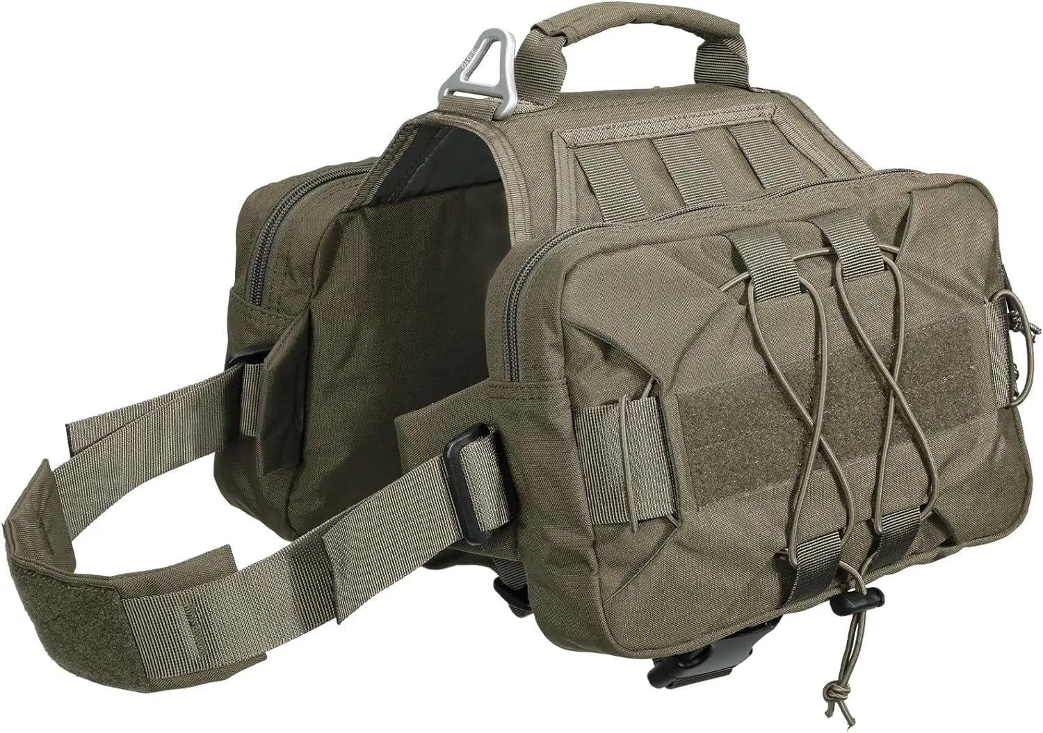 Dog Backpack Tactical Saddle Bag 900D Nylon Hiking Camping Pack Large Dogs Ranger Green