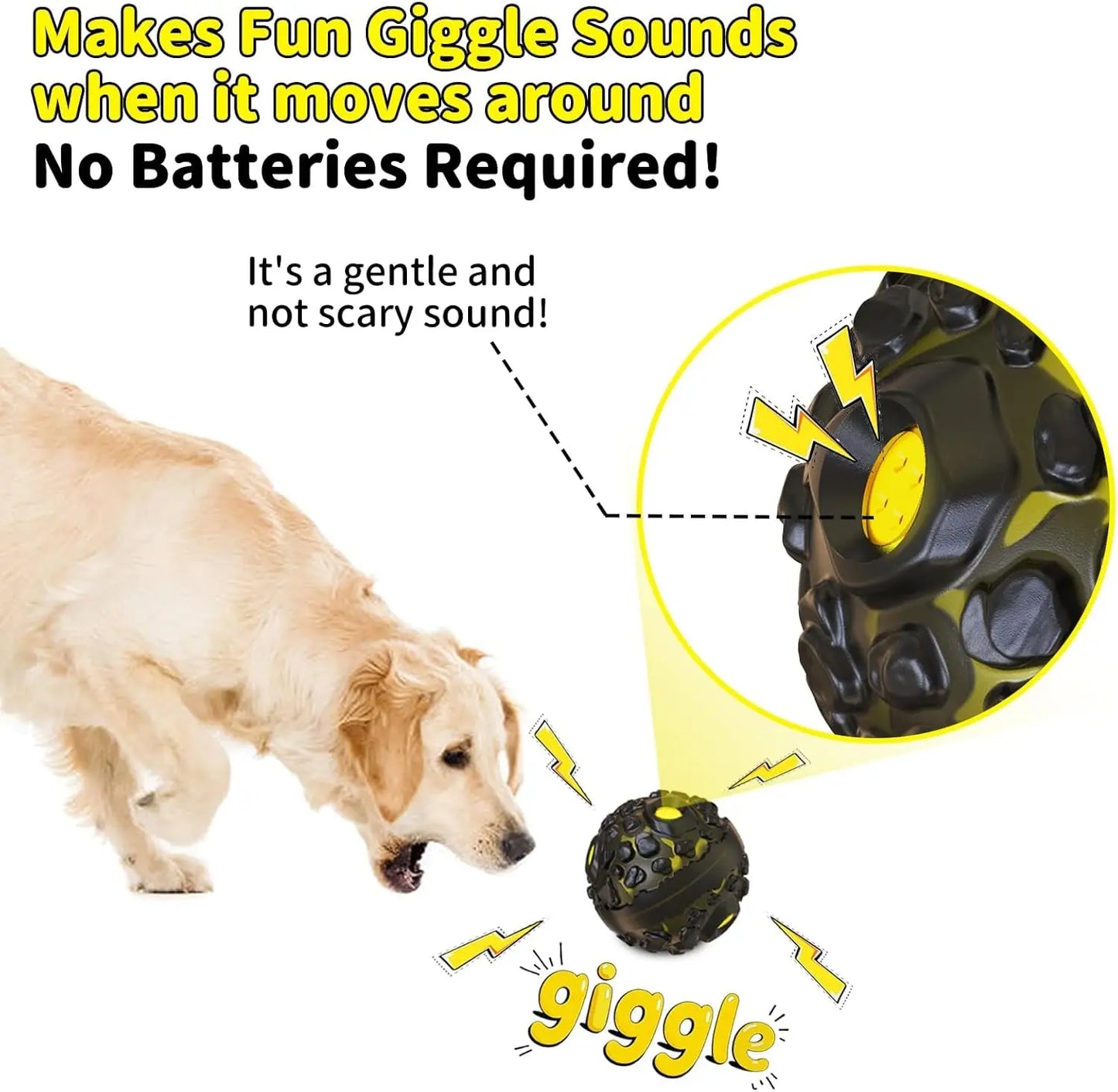 Giggle Dog Ball Toy for Aggressive Chewers Interactive Squeaky Rubber Ball