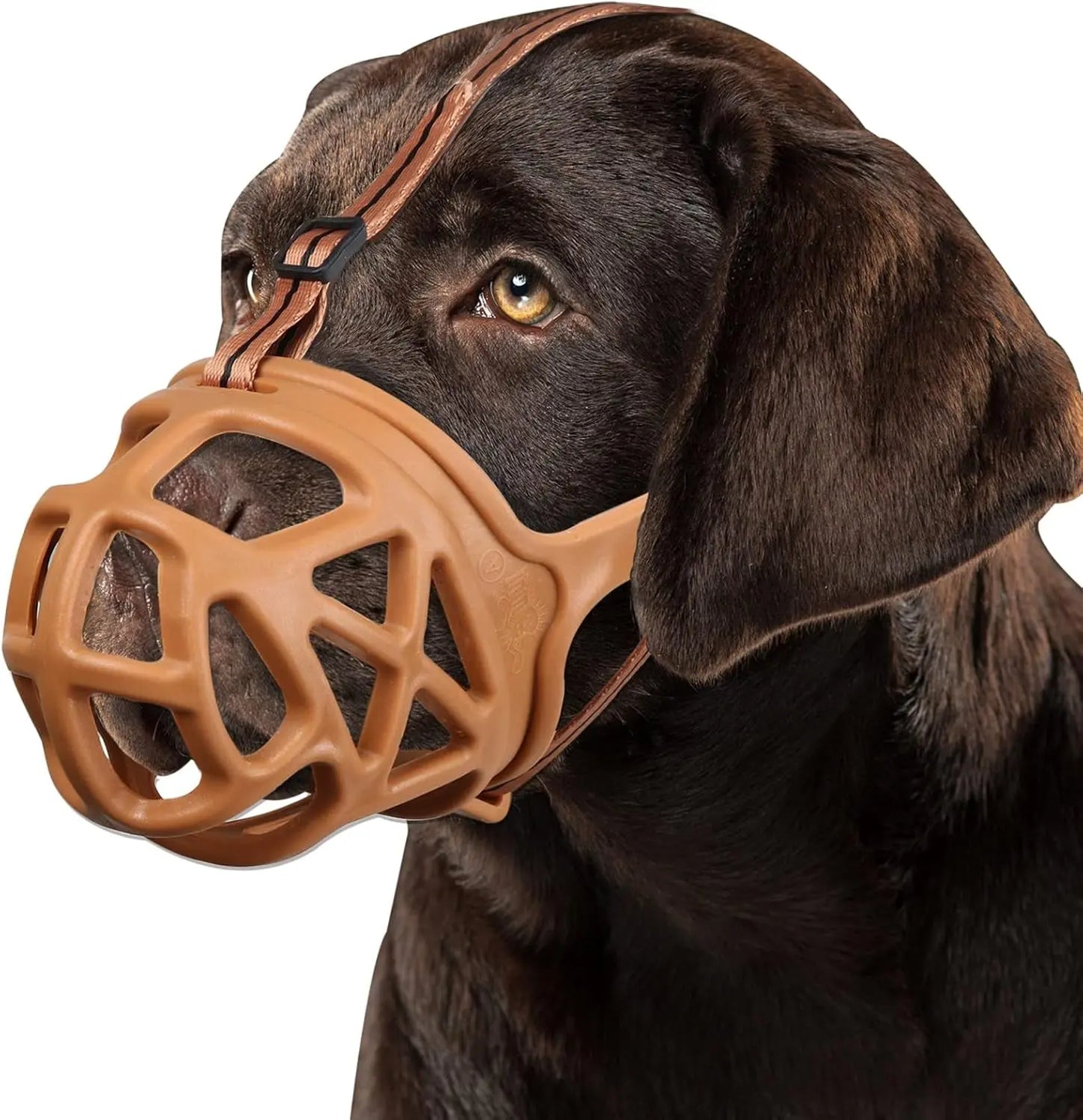 Dog Basket Muzzle Adjustable Humane Anti-Bite Training Muzzle for Dogs Brown