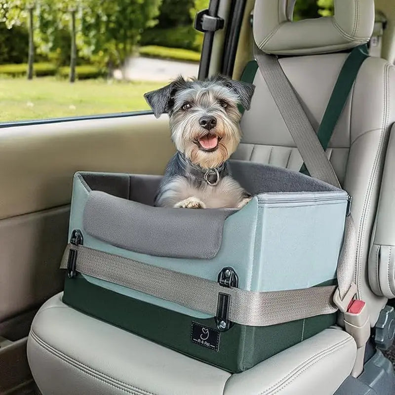 Dog Car Seat Booster for Small Dogs Under 25lbs, Travel Safety Seat with Leash Green Small