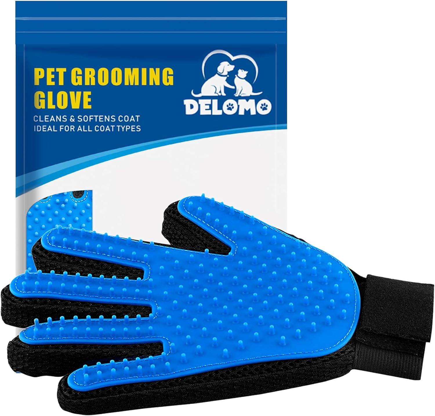 Dog Cat Small Animal Grooming Glove Deshedding Hair Remover Brush Mitt Tool Blue