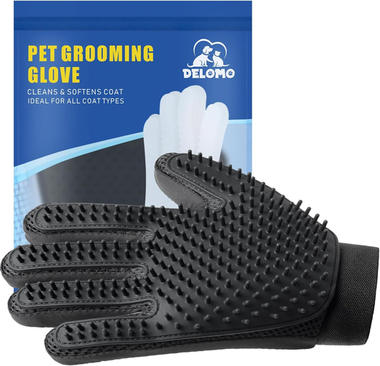 Dog Cat Small Animal Grooming Glove Deshedding Hair Remover Brush Mitt Tool Black