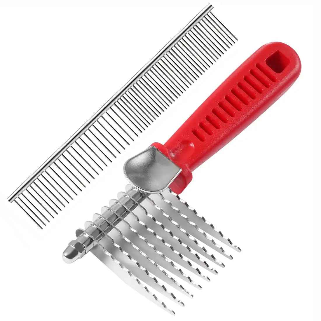 Dog Dematting Comb Stainless Steel Grooming Tool Comfort Grip