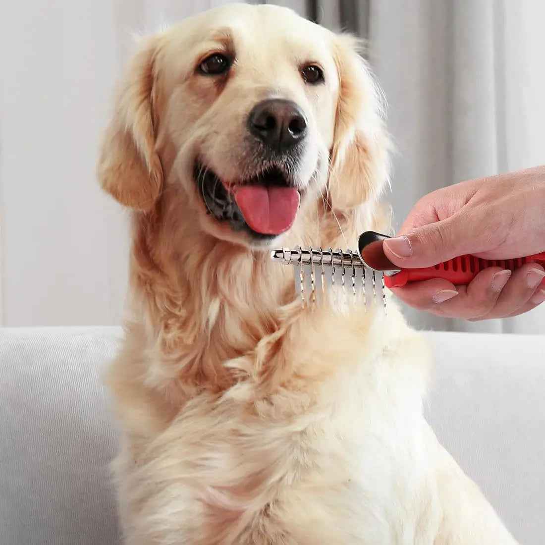 Dog Dematting Comb Stainless Steel Grooming Tool Comfort Grip