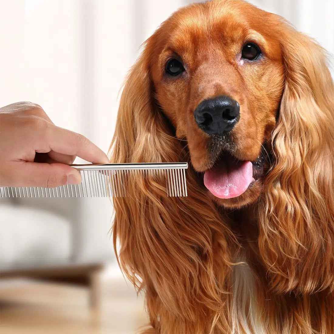 Dog Dematting Comb Stainless Steel Grooming Tool Comfort Grip