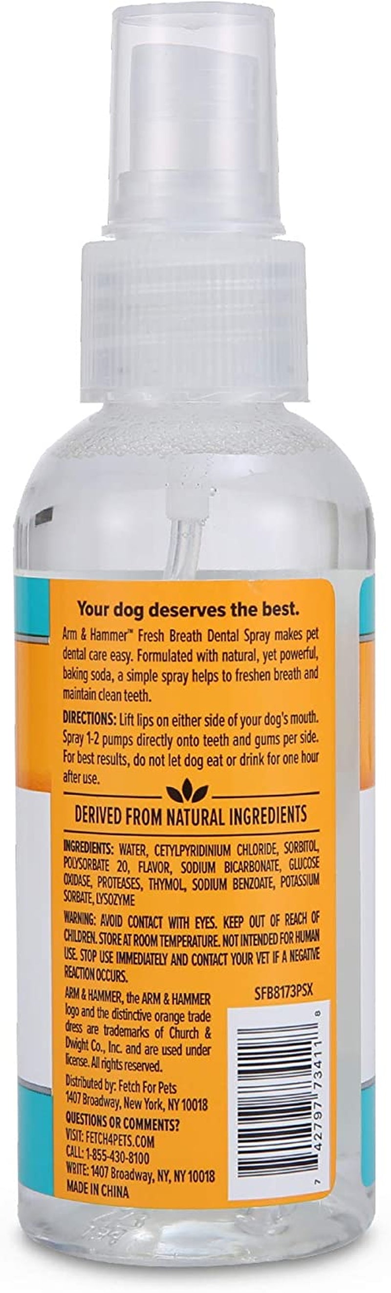 Dog Dental Spray Breath Freshener Plaque Tartar Support Mint 4oz 2 Pack