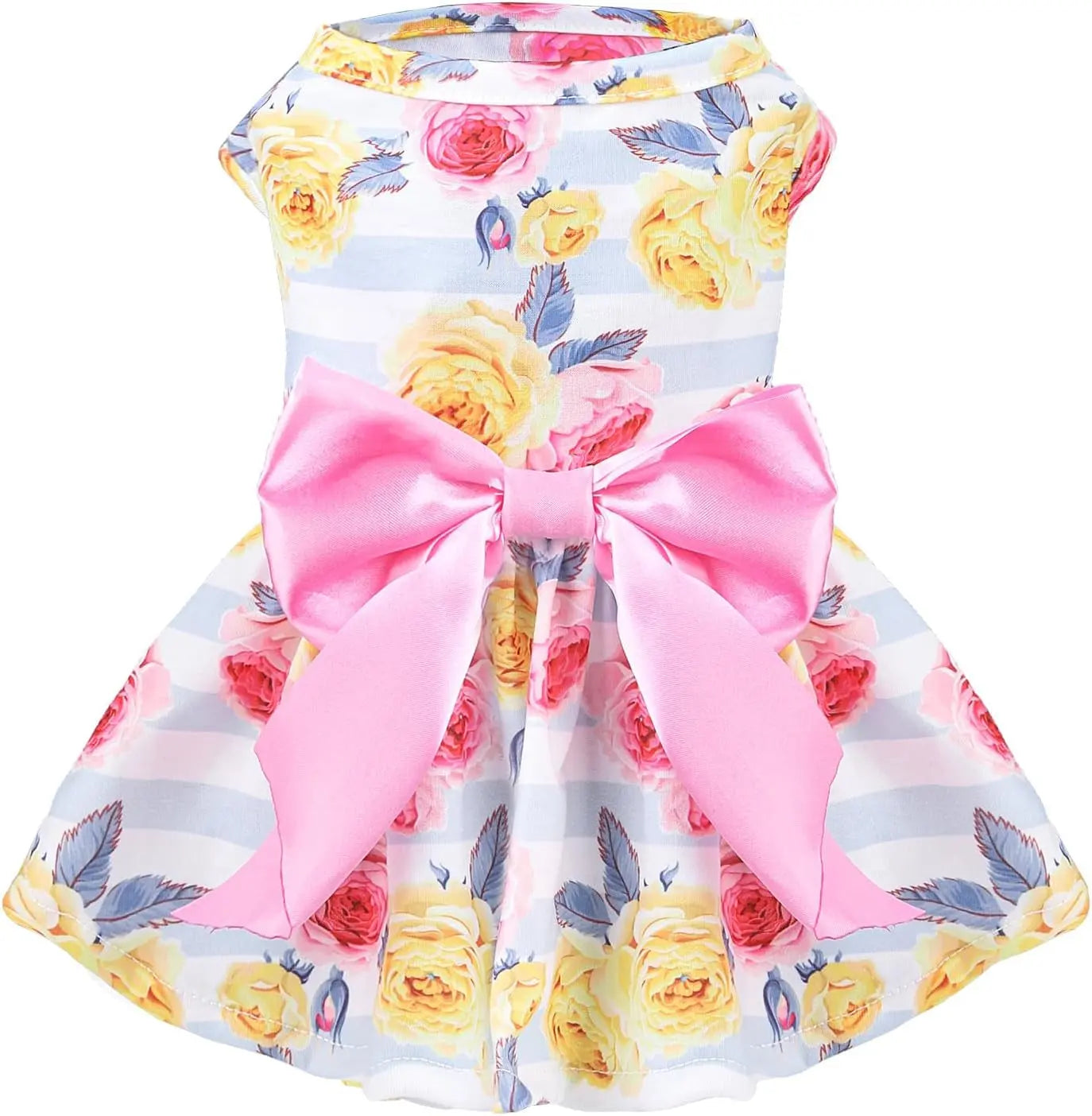 Dog Dress Cute Small Dog Outfit Cotton Puppy Clothes Breathable All Colors Pink(Floral)