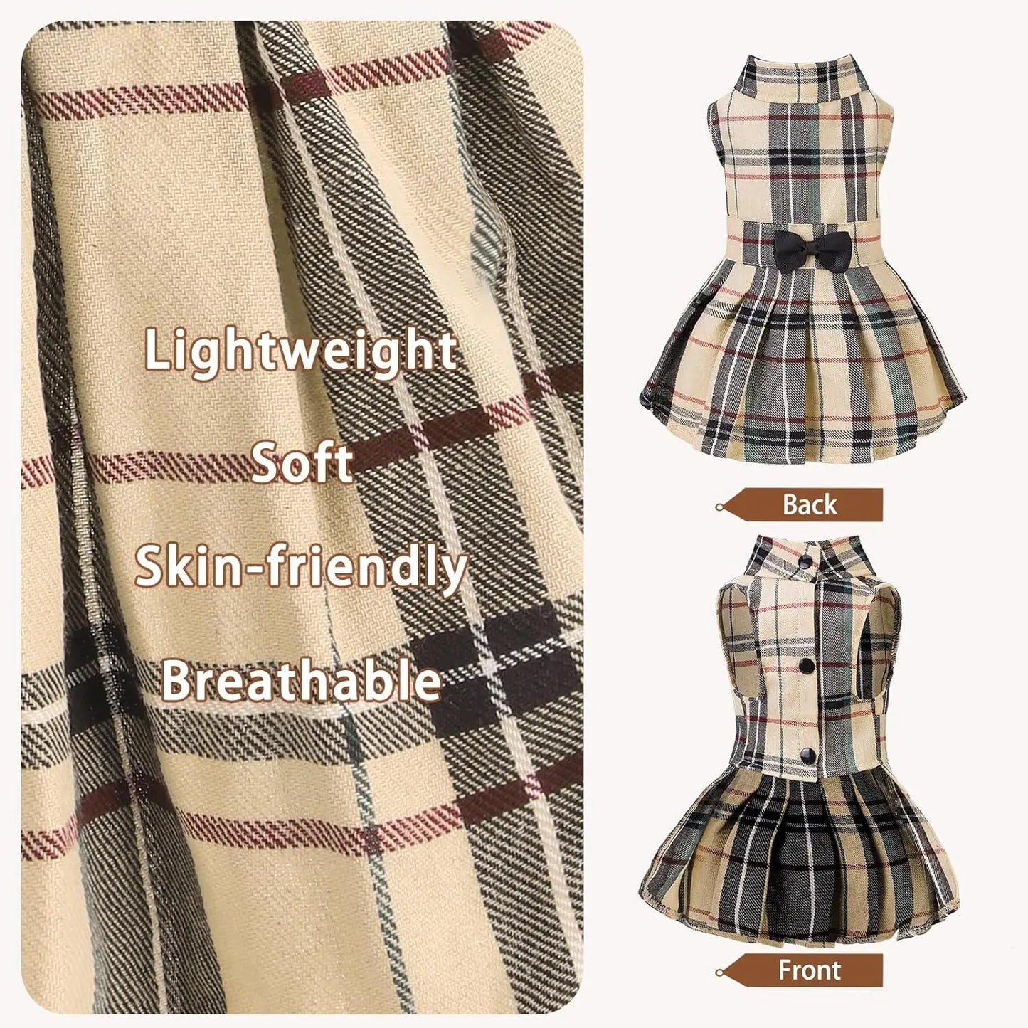 Dog Dress Cute Small Dog Outfit Cotton Puppy Clothes Breathable All Colors