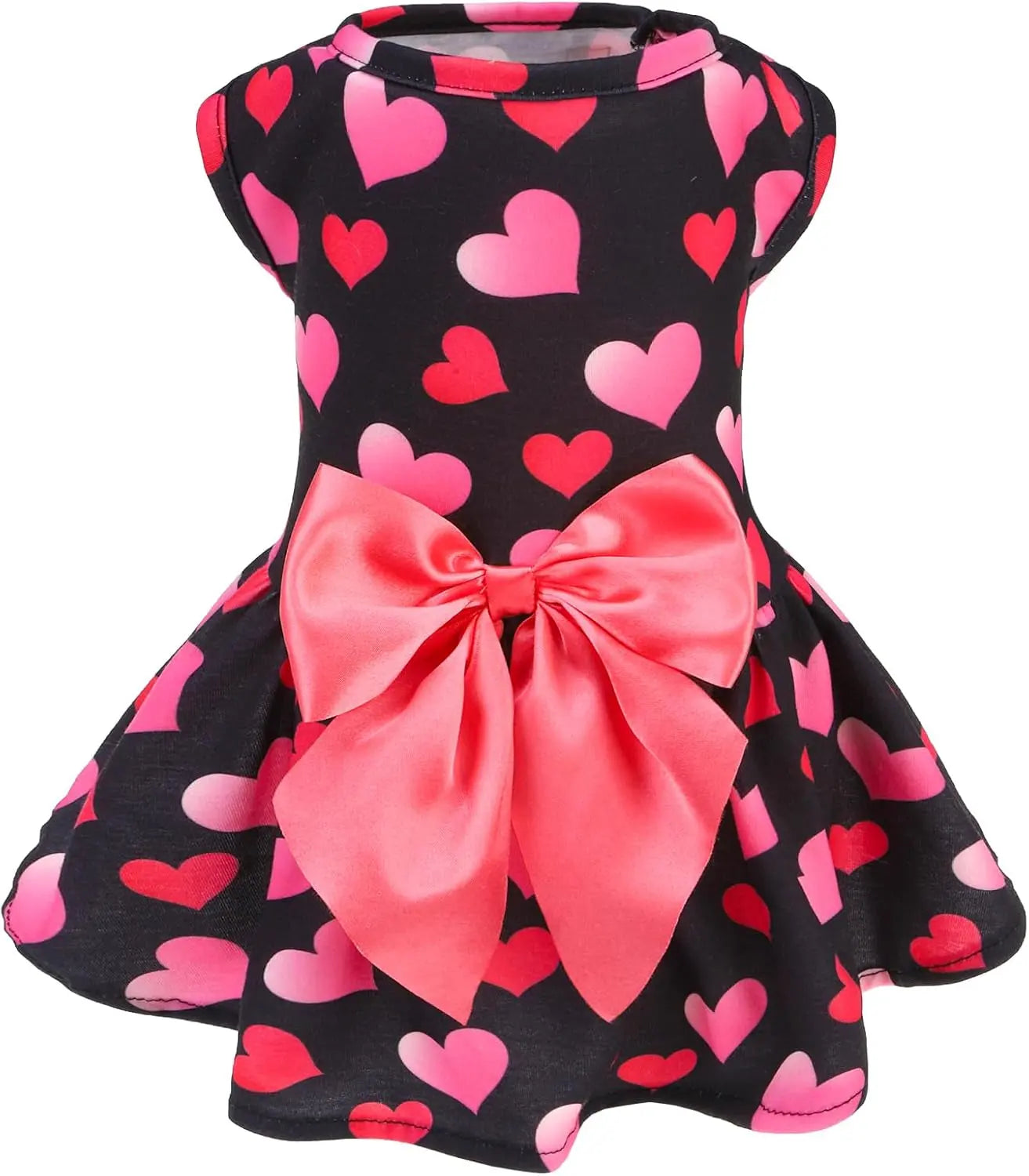 Dog Dress Cute Small Dog Outfit Cotton Puppy Clothes Breathable All Colors Black(Heart)