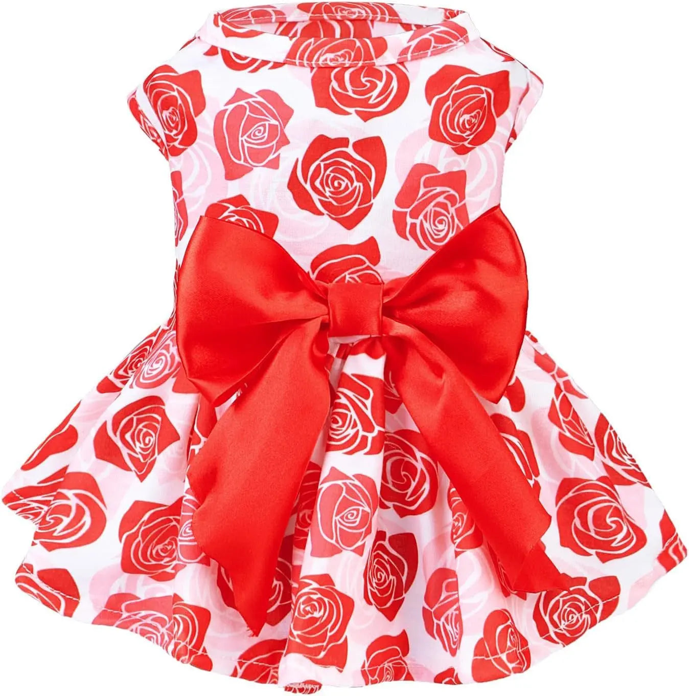 Dog Dress Cute Small Dog Outfit Cotton Puppy Clothes Breathable All Colors Red(Rose) Large