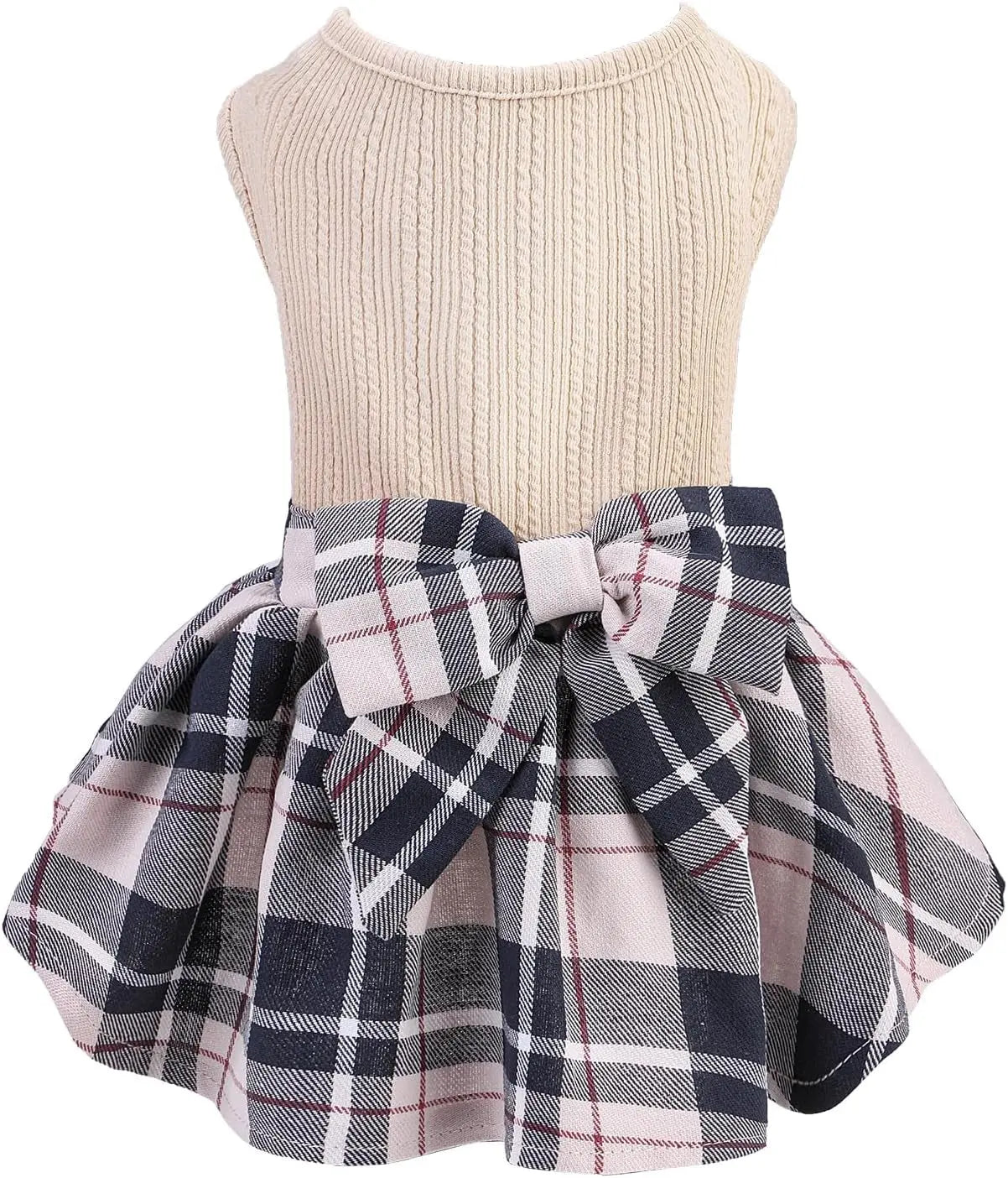 Dog Dress Cute Small Dog Outfit Cotton Puppy Clothes Breathable All Colors Cream(Plaid)