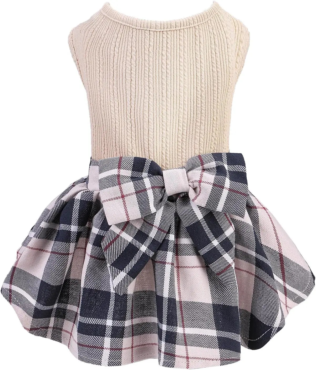 Dog Dress Cute Small Dog Outfit Cotton Puppy Clothes Breathable All Colors Cream(Plaid)