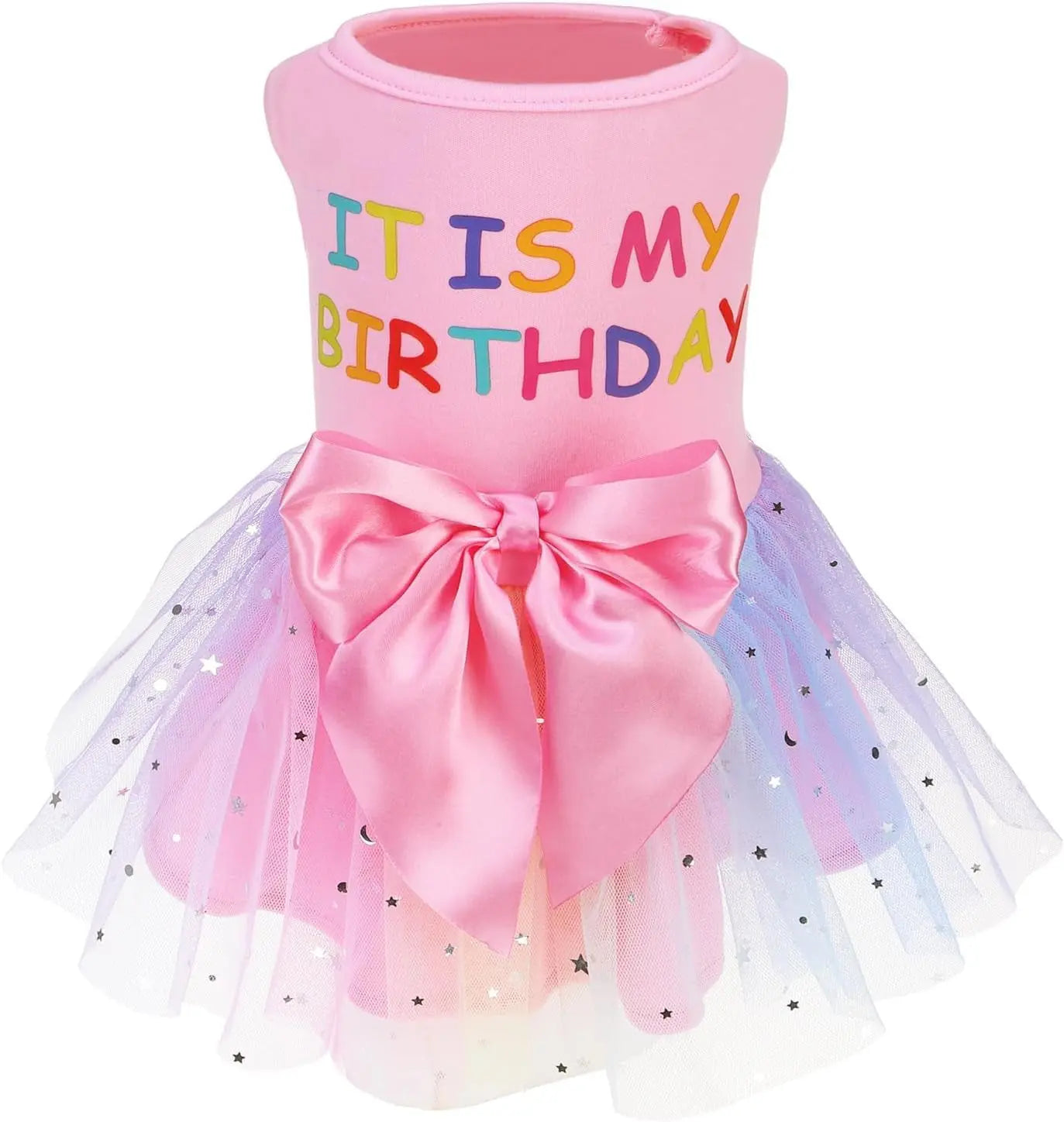 Dog Dress Cute Small Dog Outfit Cotton Puppy Clothes Breathable All Colors Pink(Birthday) Large
