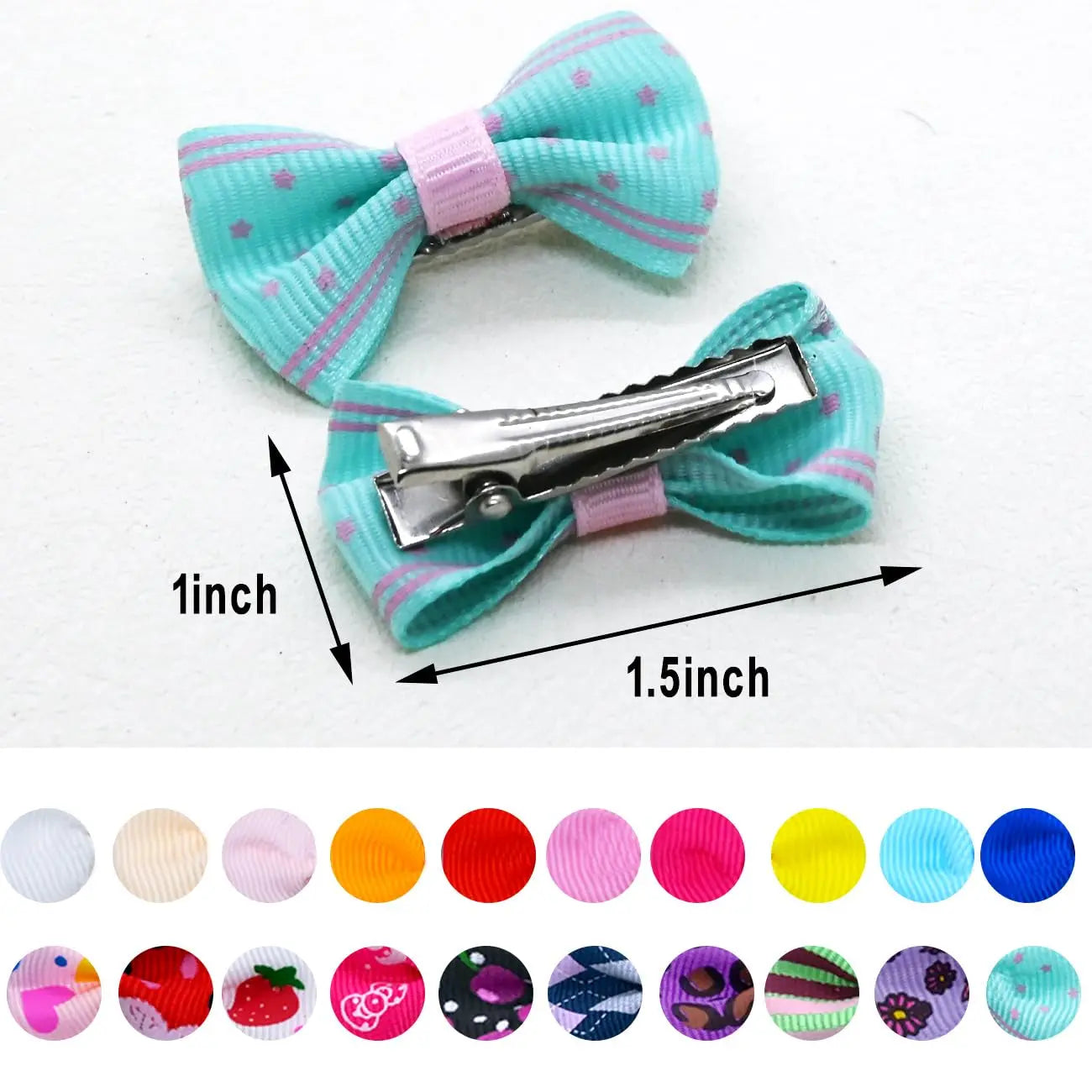 Dog Hair Bows Clips 40PCS Colorful Ribbon Accessories Small Dogs Grooming