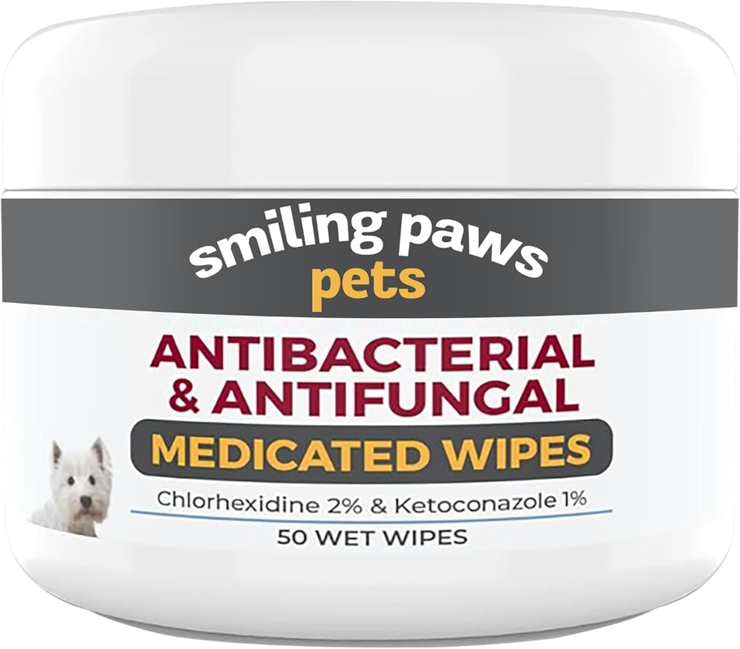 Dog Medicated Wipes Chlorhexidine Ketoconazole Antibacterial Antifungal Round 2.5" X 2.5"