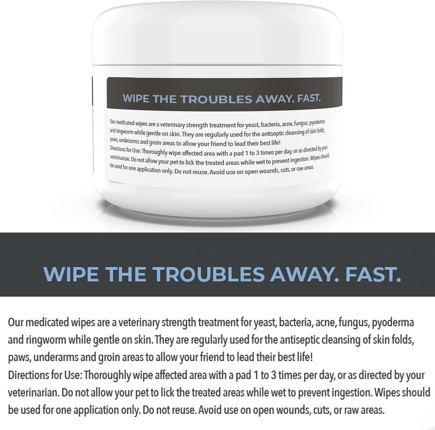 Dog Medicated Wipes Chlorhexidine Ketoconazole Antibacterial Antifungal