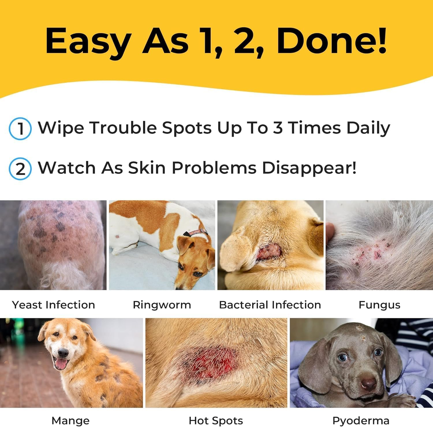 Dog Medicated Wipes Chlorhexidine Ketoconazole Antibacterial Antifungal