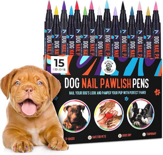 Dog Nail Polish Pens 15 Colors Quick Dry Pet Safe Cats Dogs 15 Color Set