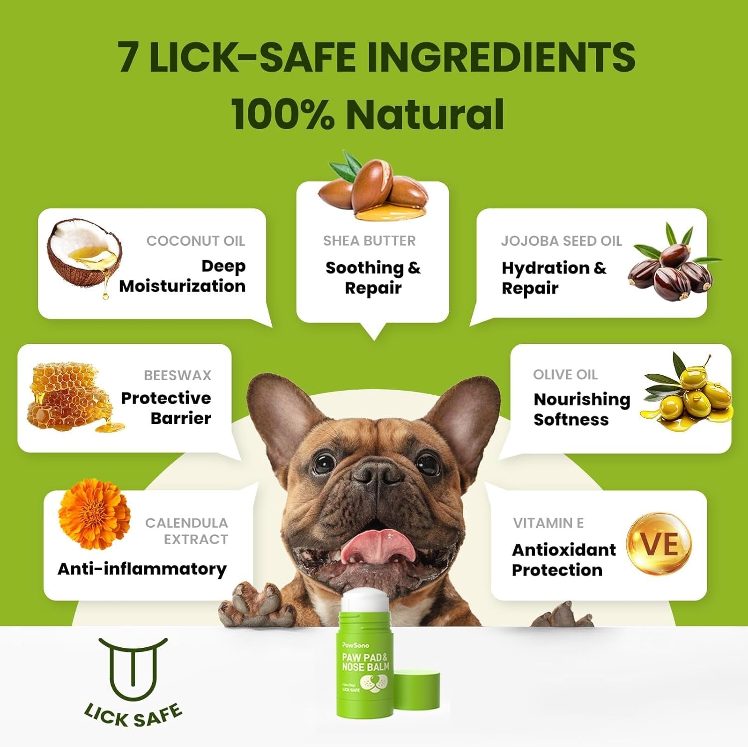 Dog Paw Nose Balm Lick-Safe Coconut Oil Moisturizer Heat Cold Protection