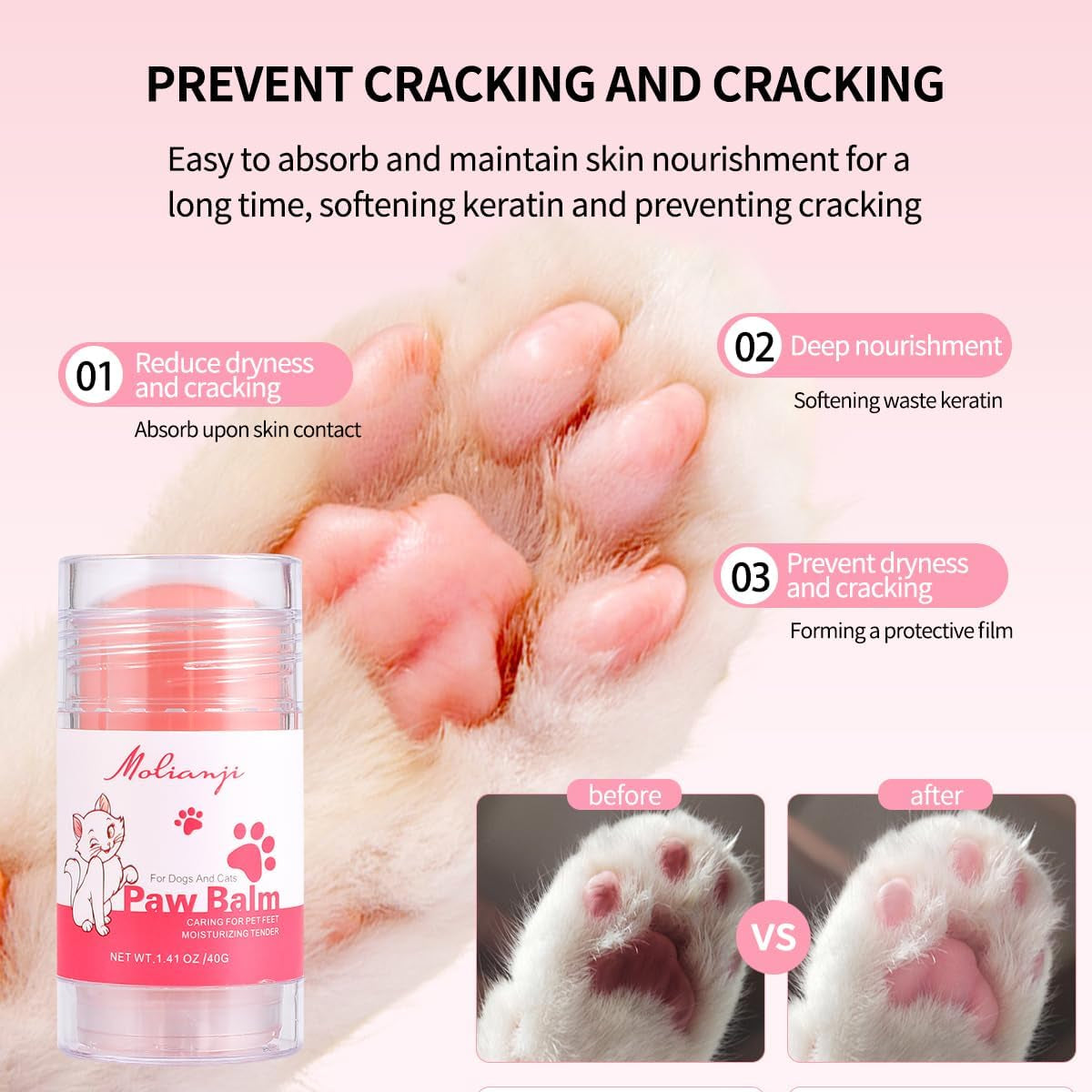 Dog Paw Nose Balm Stick 2 Pack Lick Safe Paw Wax Moisturizer 1.41oz