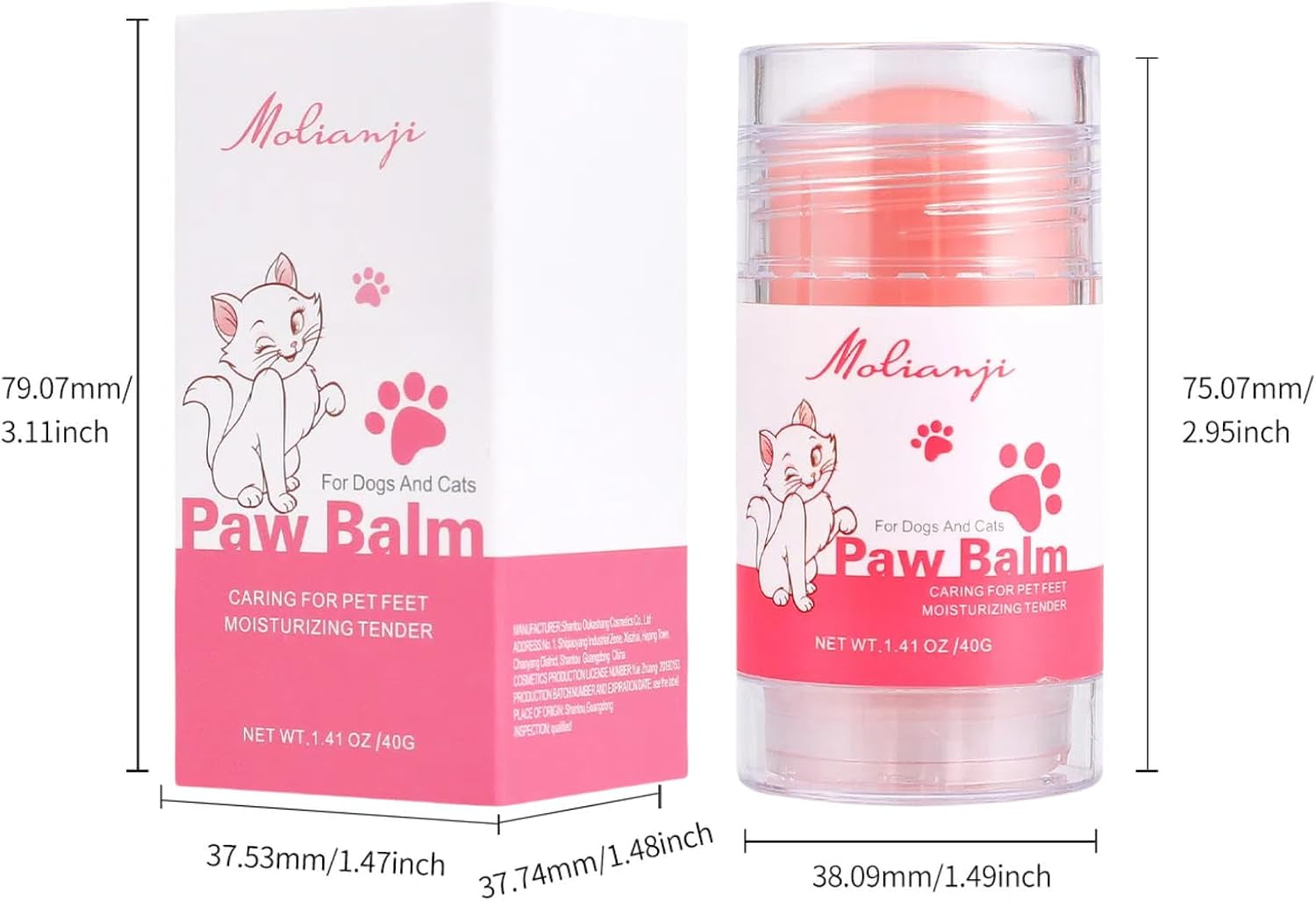 Dog Paw Nose Balm Stick 2 Pack Lick Safe Paw Wax Moisturizer 1.41oz
