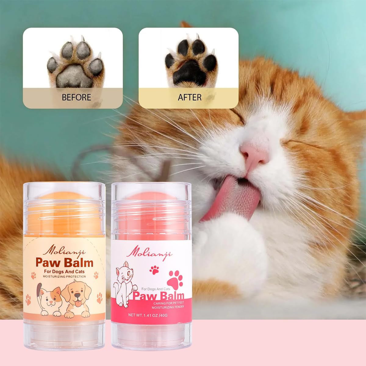 Dog Paw Nose Balm Stick 2 Pack Lick Safe Paw Wax Moisturizer 1.41oz