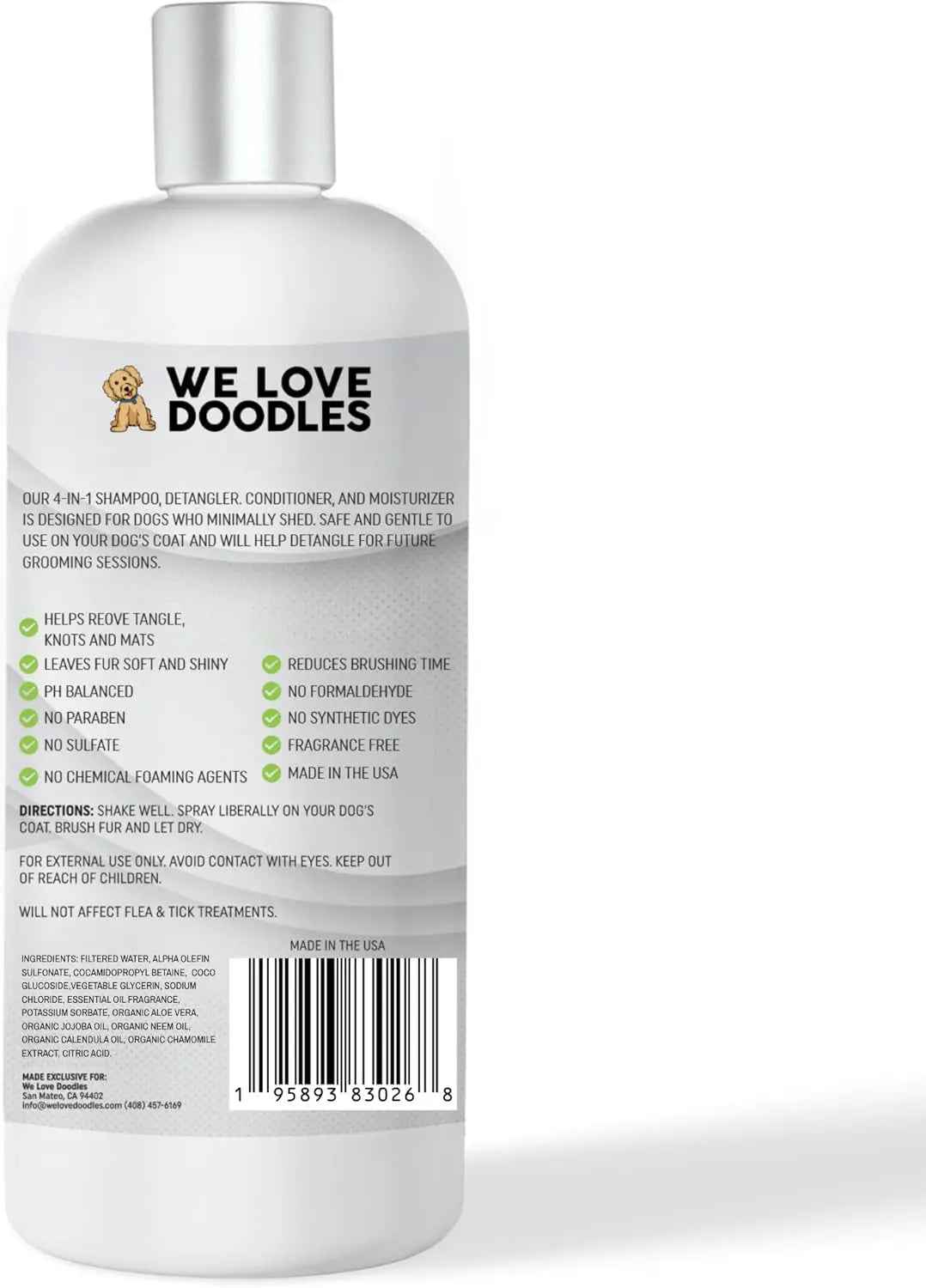 Dog Shampoo Conditioner for Goldendoodles & Doodles 4-in-1 16oz