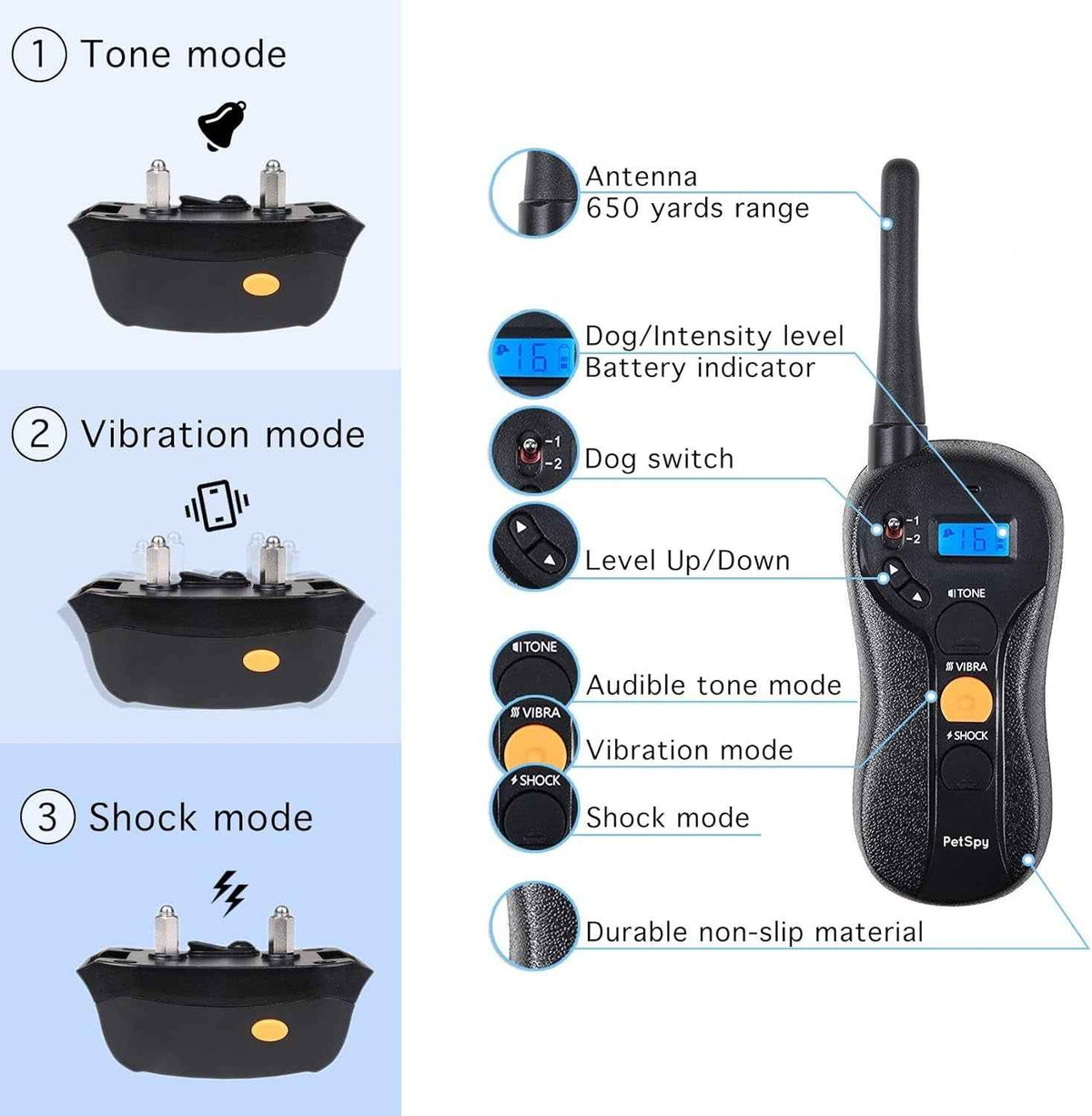 Dog Training Collar Remote Beep Vibration Shock Waterproof 1 or 2 Dogs