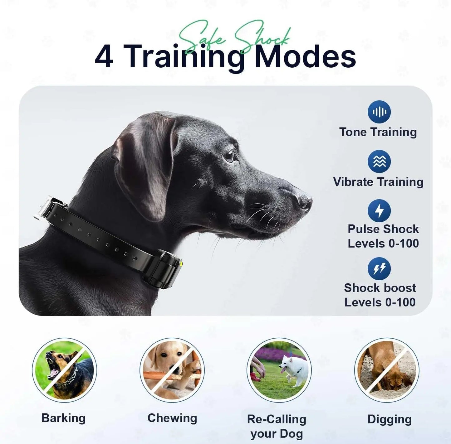 Dog Training Collar for up to 2 Dogs Remote Waterproof Rechargeable 1 Mile Range
