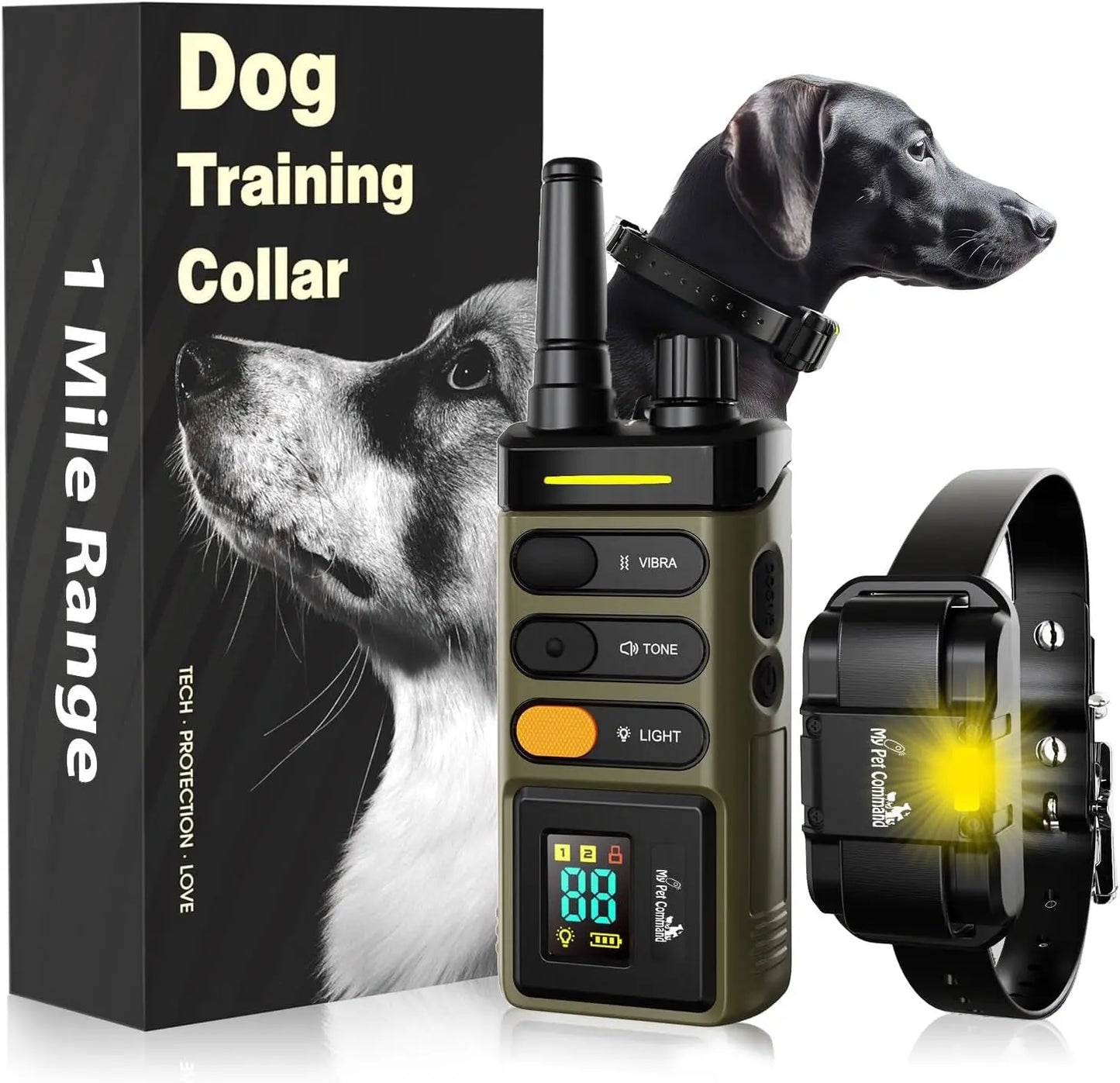 Dog Training Collar for up to 2 Dogs Remote Waterproof Rechargeable 1 Mile Range 1 Collar Kit With Remote