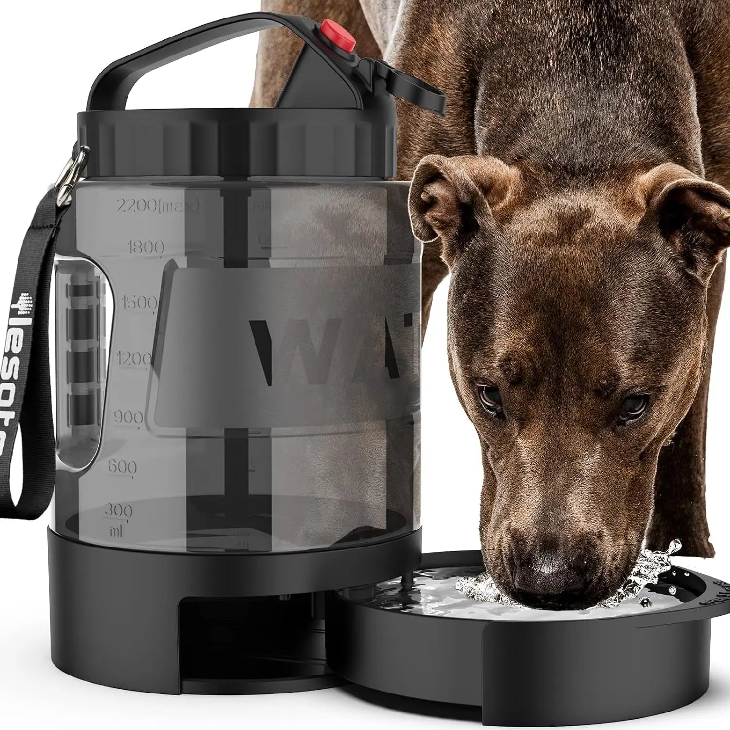 Portable Dog Travel Water Bottle Leak Proof Bowl for Hiking Large Dogs Black 77Oz