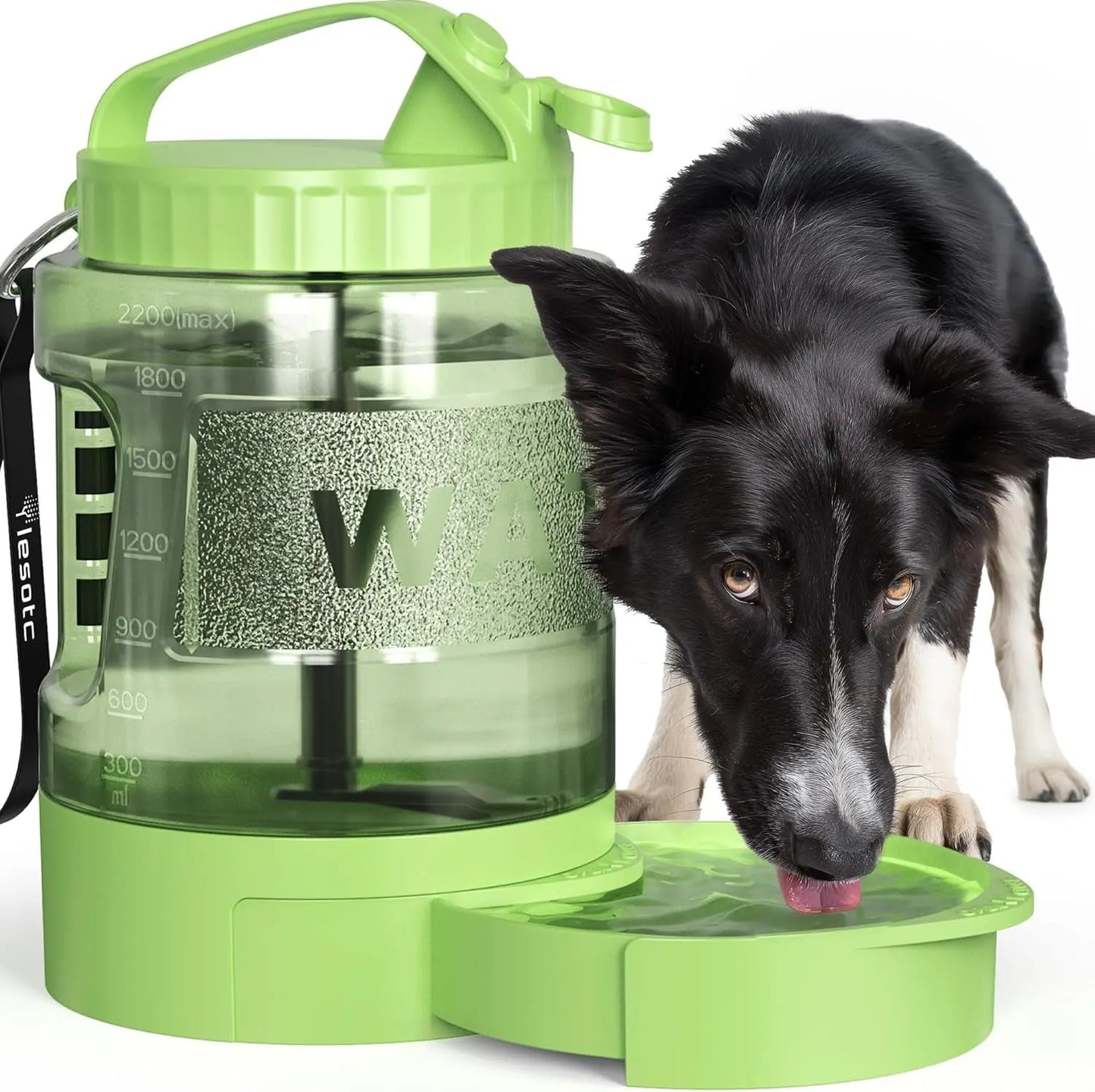Portable Dog Travel Water Bottle Leak Proof Bowl for Hiking Large Dogs Olive Green 77Oz