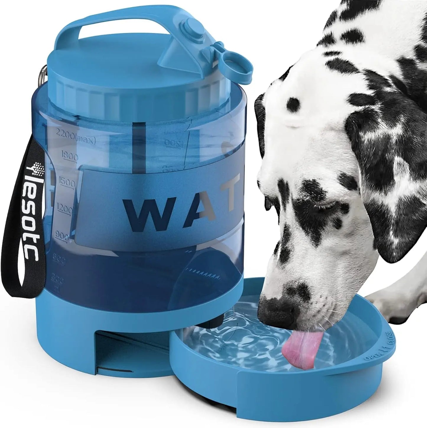 Portable Dog Travel Water Bottle Leak Proof Bowl for Hiking Large Dogs Blue 77Oz