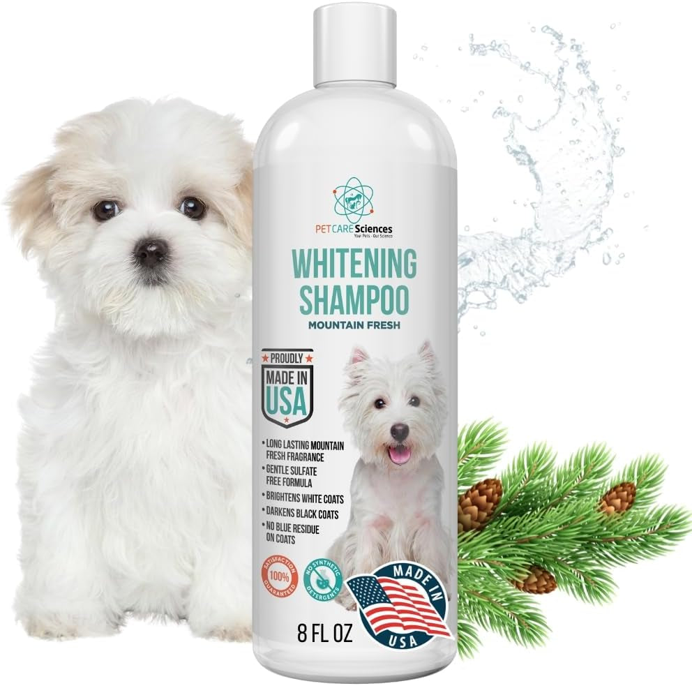 Dog Whitening Shampoo 8oz Tearless Natural Brightening White & Dark Coats 8 Fl Oz