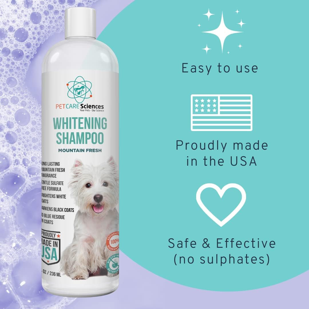 Dog Whitening Shampoo 8oz Tearless Natural Brightening White & Dark Coats