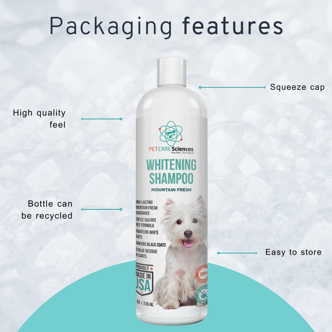 Dog Whitening Shampoo 8oz Tearless Natural Brightening White & Dark Coats