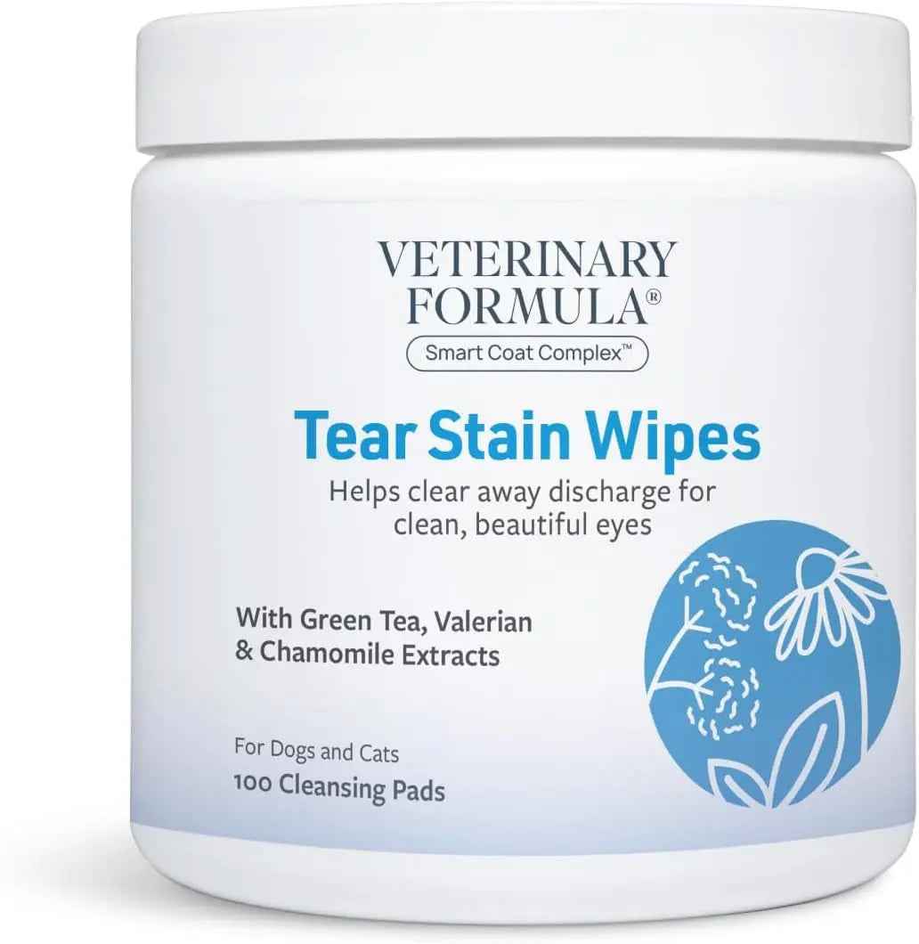 Dog & Cat Tear Stain Eye Wipes Fragrance Free Facial Cleaning 100 Ct