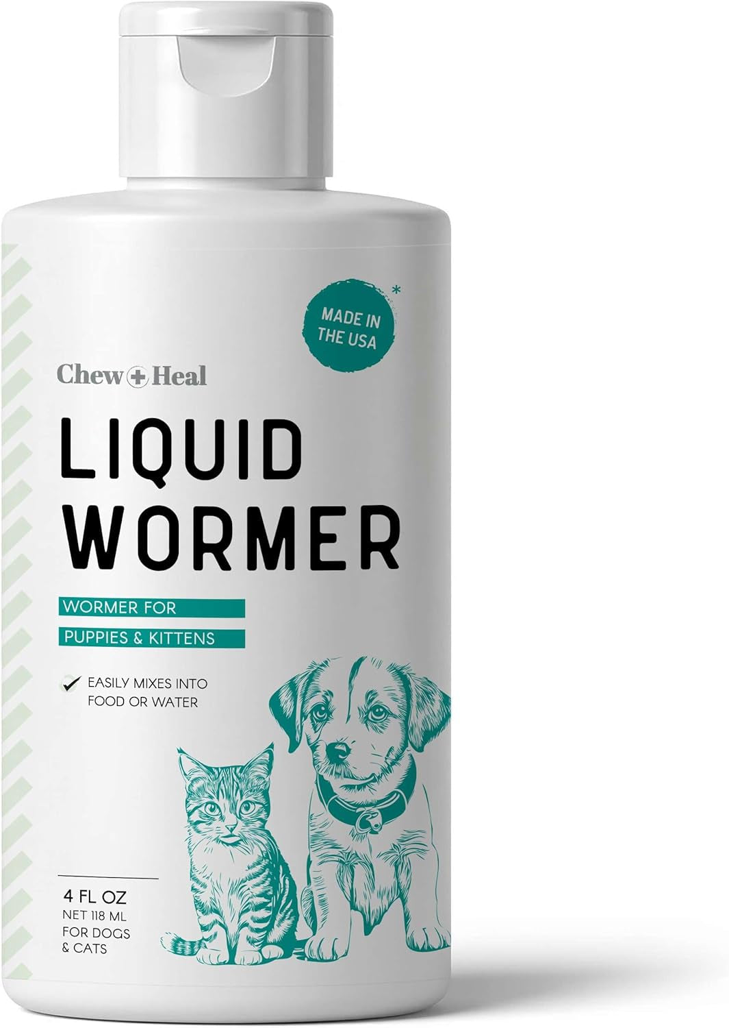 Dog & Cat Wormer Liquid 4oz Puppy Kitten Dewormer Made in USA Default Title
