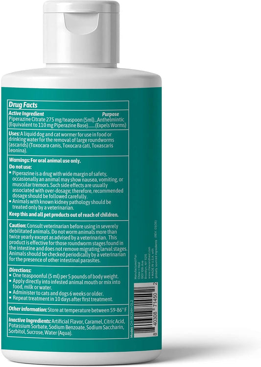 Dog & Cat Wormer Liquid 4oz Puppy Kitten Dewormer Made in USA