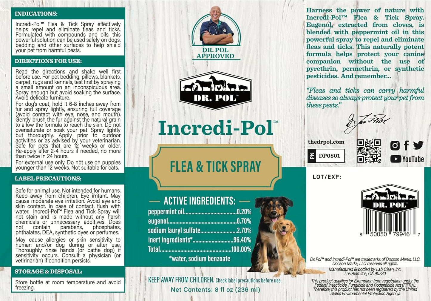 Dr Pol Flea Tick Spray Dogs Fast Acting Pest Control 16oz