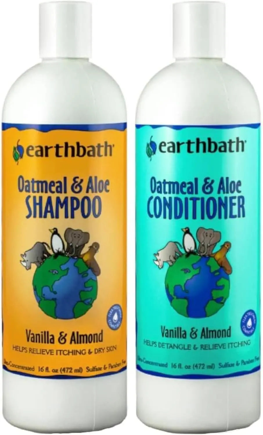Earthbath Oatmeal & Aloe Dog Shampoo and Conditioner Set for Dry Itchy Skin 1 Set (16 Oz Bottles)