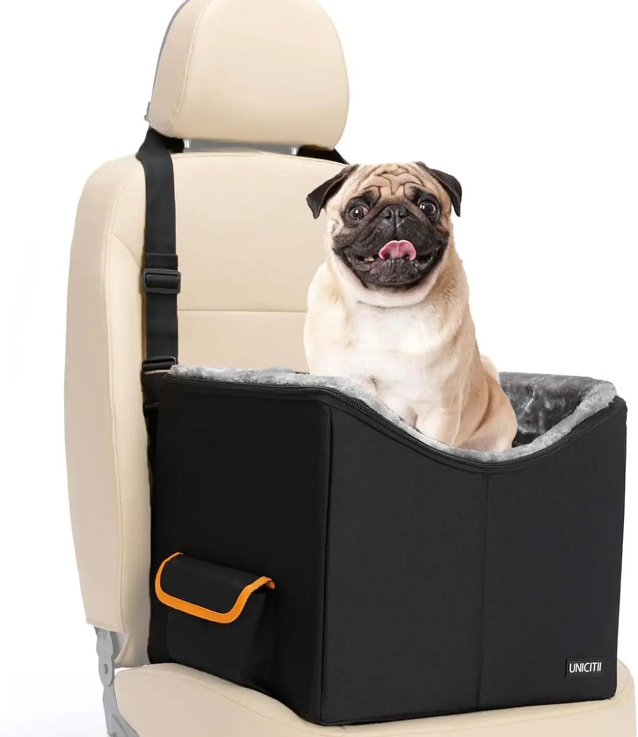 Elevated Dog Car Seat Booster Bed for Small Dogs & Cats – Travel Carrier Seat Black S-20Lbs