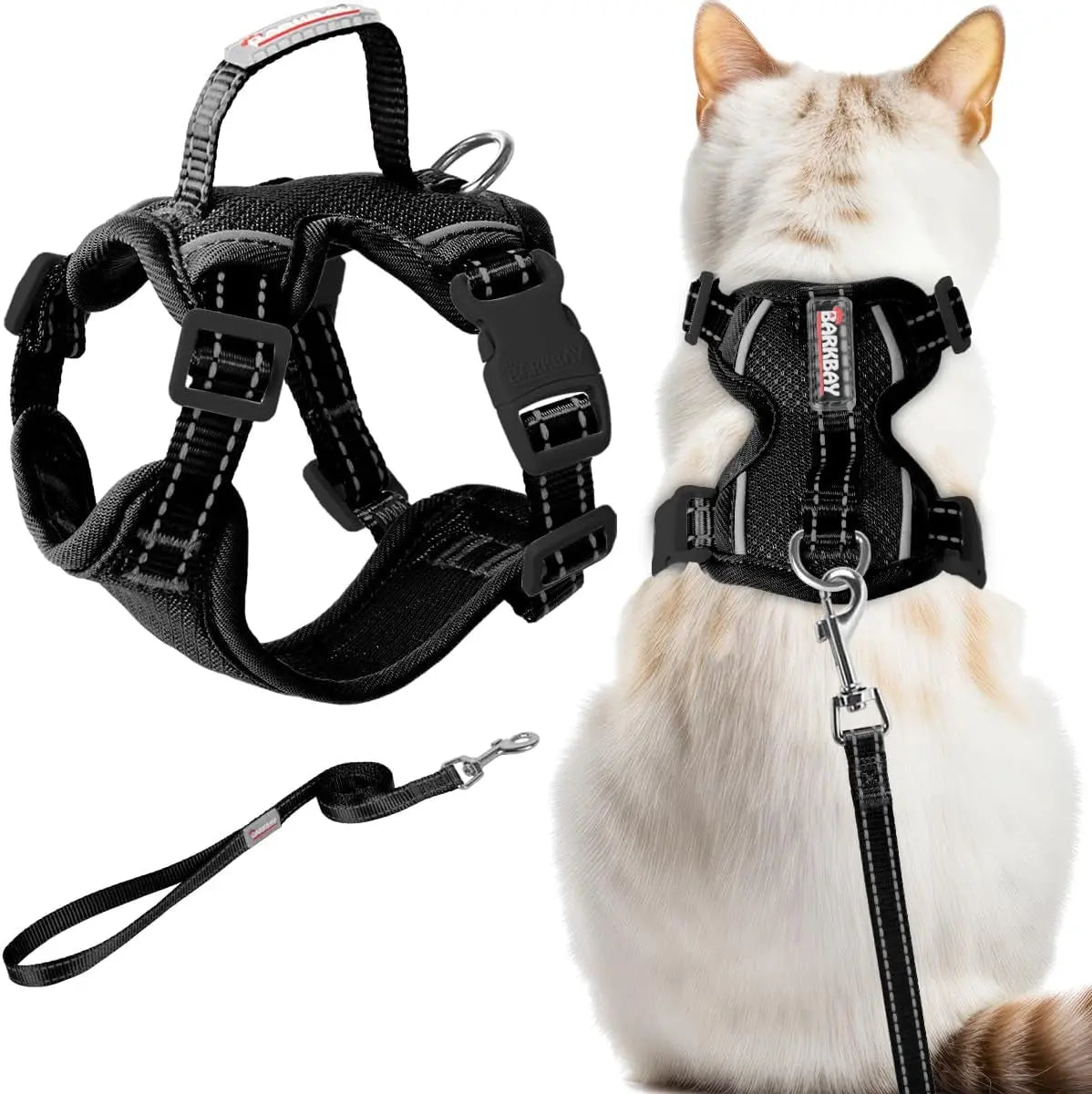 Escape Proof Cat Harness Leash Reflective Adjustable Vest Soft Breathable Black