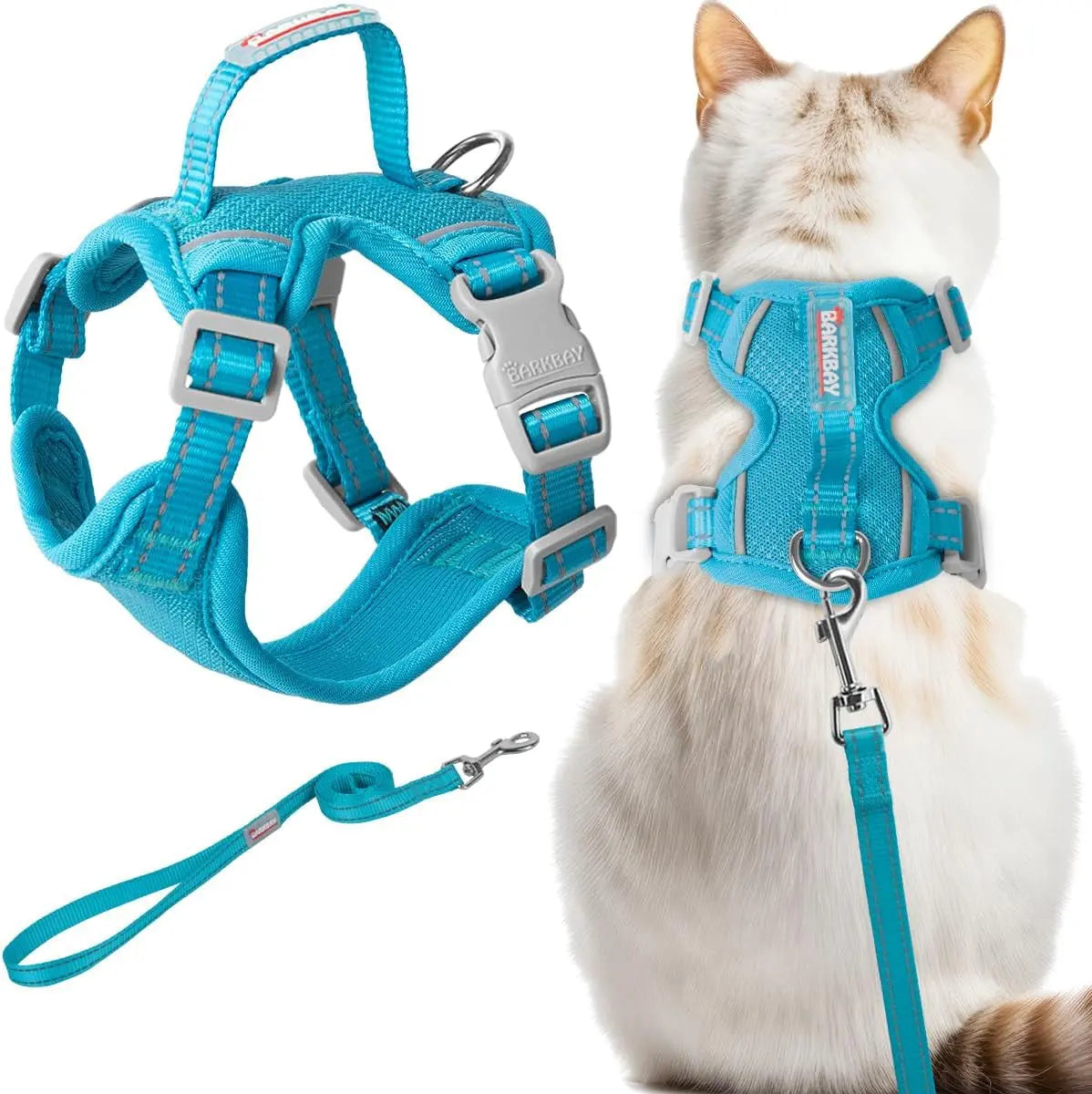Escape Proof Cat Harness Leash Reflective Adjustable Vest Soft Breathable Blue