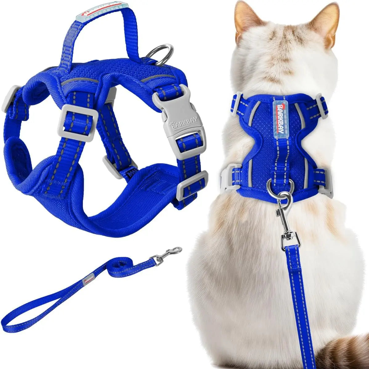 Escape Proof Cat Harness Leash Reflective Adjustable Vest Soft Breathable Sapphire Blue