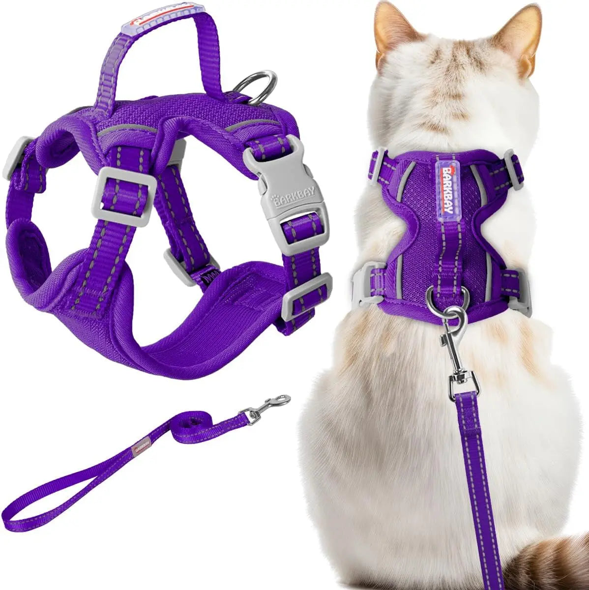 Escape Proof Cat Harness Leash Reflective Adjustable Vest Soft Breathable Purple
