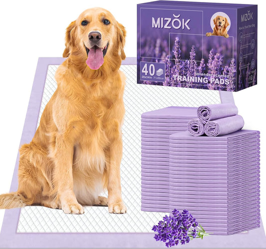 Extra Large Dog Pee Pads 28x34 Lavender Scent Leak Proof 8 Cup 40 Count Large 28"X34“ 40 Count