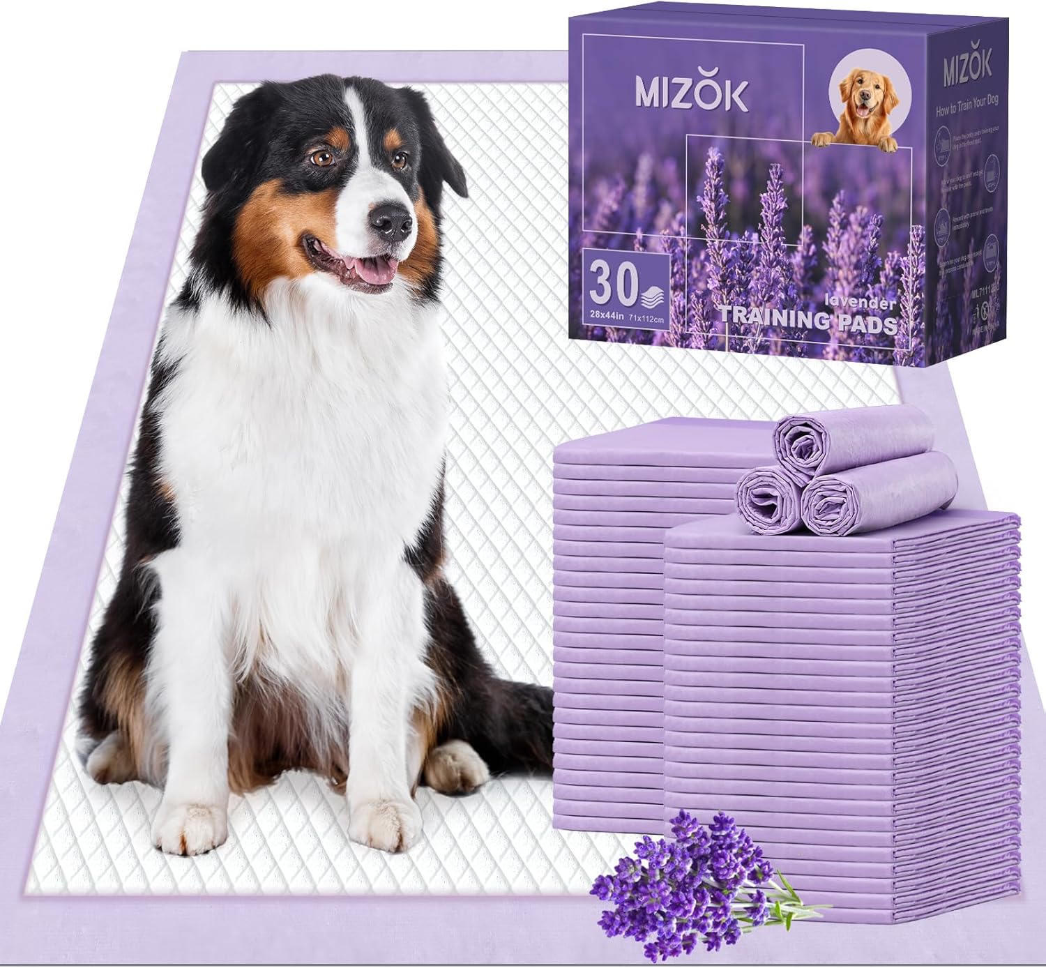 Extra Large Dog Pee Pads 28x34 Lavender Scent Leak Proof 8 Cup 40 Count Giant 28"X44“ 30 Counts