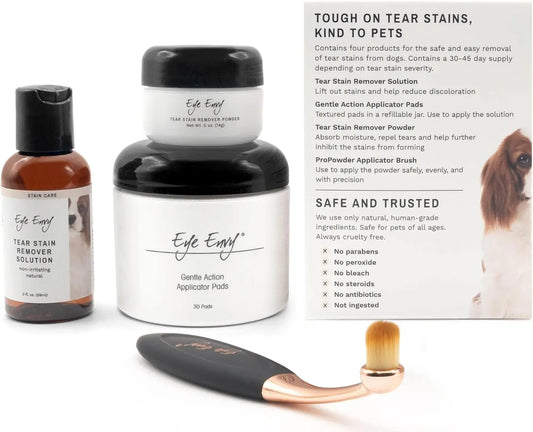 Eye Envy Dog Tear Stain Remover Kit w Brush Pads Powder 30–45 Day