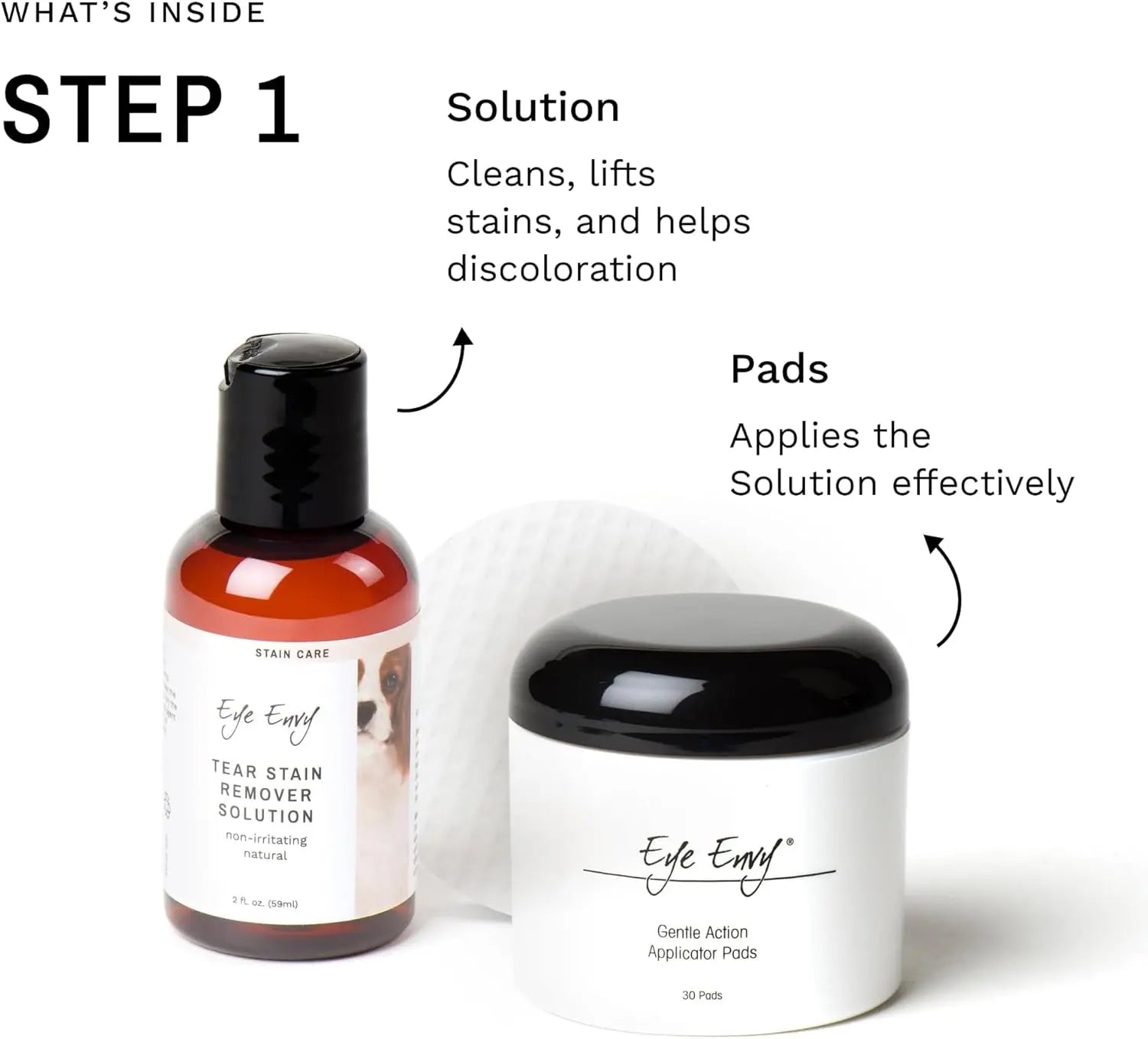 Eye Envy Dog Tear Stain Remover Kit w Brush Pads Powder 30–45 Day